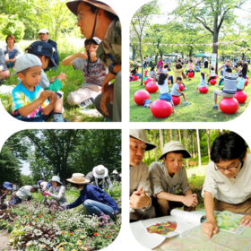 公園で活動するスタッフ